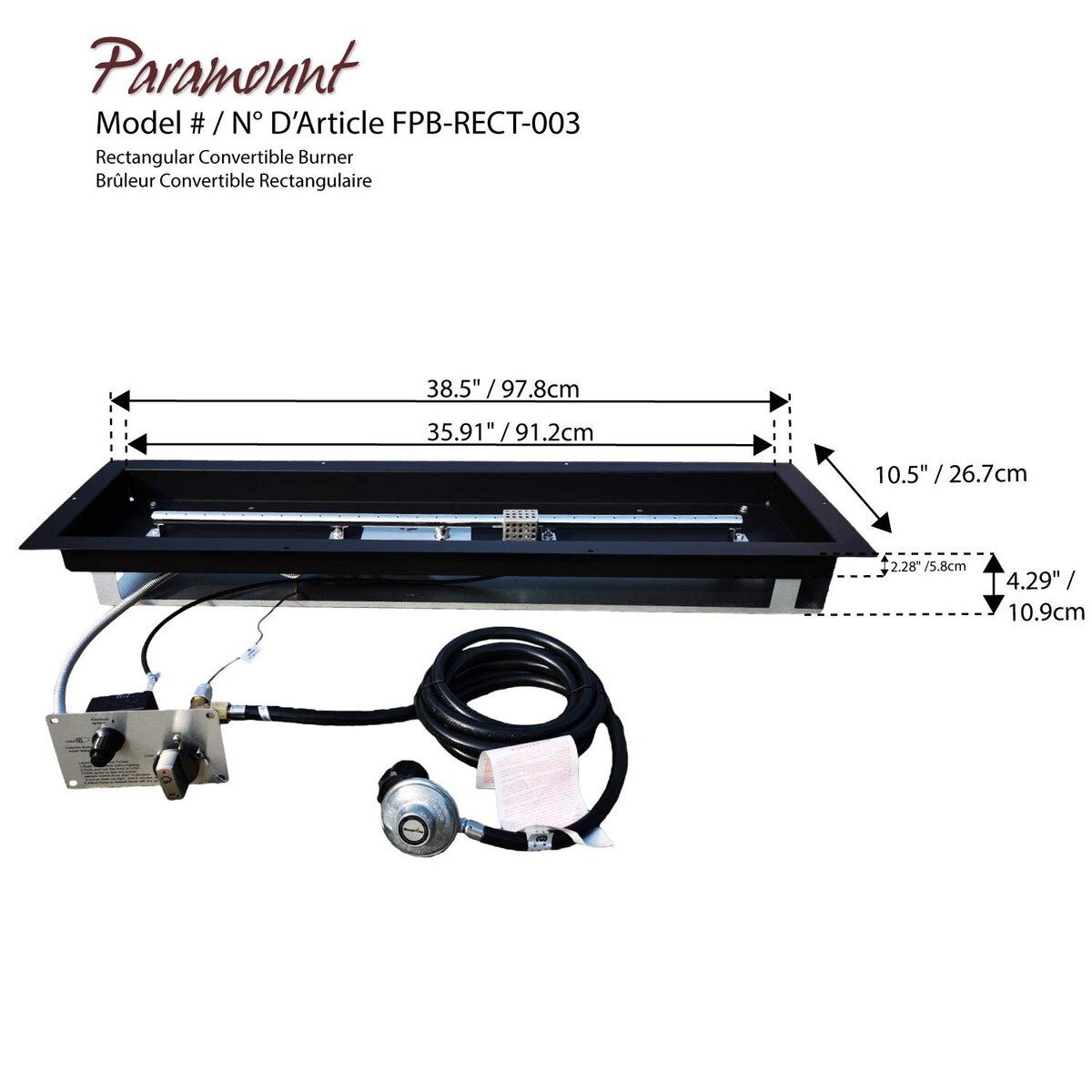 Gas burner for Paramount firepit
